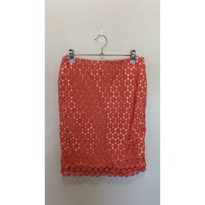Talbots Orange Floral Lace Pencil Skirt size 2